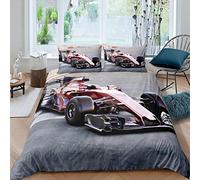 Loussiesd Racing Car Duvet Cover Set Boys Teens Extreme Sport Theme Comforter Cover Youth Man formula Car Bedding Set World Championship Quilt Cover,Room Decor 3Pcs Bedding Double Size