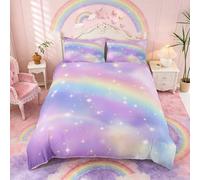 Loussiesd Rainbow Bedding Set Double Duvet Cover Set Girls Bed Set for Kids Cute Soft Zipper Quilt Covers Small Mildly Cosy Budget Bedclothes with 2 Pillowcases Tie Dye Bedding