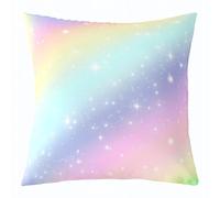 Loussiesd Rainbow Throw Pillow Covers 40x40cm Kids Colorful Stripes Square Cushion Covers Set of 1 Boys Girls Glitter Ombre Pillow Cases Princess Decor Throw Pillowcases for Sofa Couch Chair