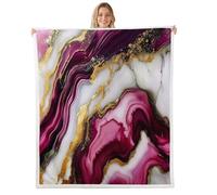 Loussiesd Red and Gold Marble Throw Blanket Modern Marble Aesthetic Soft Fleece Sherpa Cozy Fuzzy Plush Warm Retro Watercolor Abstract Art Fuzzy Plush Throw Baby 30x40Inch for Bed Couch Living Room