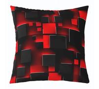 Loussiesd Red Black Square Cushion Covers Set of 1 Abstract Reversible Throw Pillow Covers for Kids Boys Girls Teens Neon Geometric Pillow Covers Home Decor 40x40cm Buffalo Check