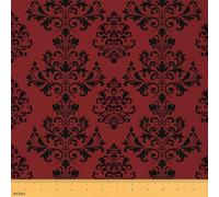 Loussiesd Red Damask Fabric by The Yard Jacquard Upholstery Fabric for Chairs Vintage Floral Bohemia Boho Exotic Victorian Baroque Texture for Home DIY Projects, 3 Yards (L276*W150cm)