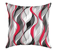 Loussiesd Red Grey Black Stripes Reversible Throw Pillow Covers Kids Geometric Pillow Covers Home Decor for Square Cushion Covers Set of 4 Modern Striped Art Abstract Art 18x18 Inch
