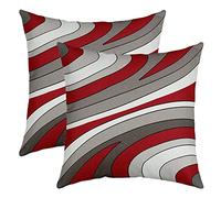 Loussiesd Red Grey Stripes Reversible Throw Pillow Covers Geometric Pillow Covers Home Decor Set Square Cushion Covers Set of 2 Modern Striped Art 24x24 Inch