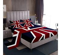 Loussiesd Red Navy Blue England Flag Bed Sheets British Sheet Set for Kids Boys Girls Luxury Bed Set Soft Microfiber Bedding Sheets 1 Sheet Set Double Size