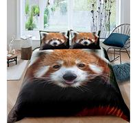 Loussiesd Red Panda Duvet Cover Cute Panda Bedding Set for Kids Boys Girls Wild Animal Decor Comforter Cover Jungle Wildlife Style Bedspread Cover Bedroom 3Pcs Double Size