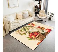 Loussiesd Red White Green Fall Area Rug 100 * 150cm | Living Room Rugs for Kids Fall Leaf Decor Carpet with Non-Slip Backing Fall Farmhouse Indoor Floor Mat Buffalo Plaid Decor