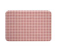 Loussiesd Red White Plaid Bathroom Rugs Grid Checkered Bath Mats Microfiber Classic Buffalo Bathroom Accessories Floor Doormats Non-Slip 20x32Inch Soft