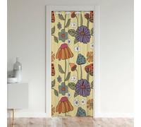 Loussiesd Retro 60s 70s Groovy Flower Door Curtain 106x203cm for privacy door 1970 1960 hippie Doorway Curtain closet for bedroom