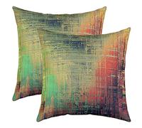 Loussiesd Retro Abstract Throw Pillow Covers 16"x16" Set of 2 Soft Vintage Blue Messy Rust Painting Pillow Cases Cushion Covers For Living Room Modern Grunge Art Decorative Throw Pillowcases for Sofa