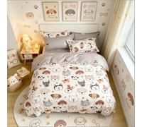 Loussiesd Reversible Duvet Cover Set Double Size Cartoon Pug Husky Corgis Paws Cute Decorative Bedding Set For Dog Lovers Girls Boys