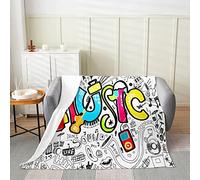 Loussiesd Rock Music Flannel Fleece Throw Blanket,All Season Musical Bed Blanket Popstar Party Fuzzy Blanket For Bed Sofa,Bedroom Guitar Instruments Plush Blanket Single 50x60 Inch