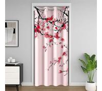 Loussiesd Rose Cherry Blossoms Closet Doorway Curtain 1 Panel, Sakura Door Curtain 132x203cm Japanese Style Living Room Floral with Decor