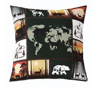 Loussiesd Rustic Deer Throw Pillow Covers 1 Pcs Farmhouse Cabin Bear Decorative Pillowcase Hunting Wild Animal Cushion Covers Western Country Cushion Case Vintage Forest Wildlife Home Decor 45x45cm