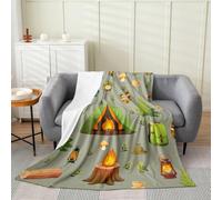 Loussiesd RV Camping Camper Plush Throw Blanket Camping theme Flannel Blanket Double 60x79Inch Camper All Season for Couch Bed Sofa Bedroom Decor