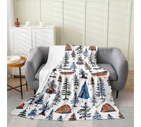 Loussiesd RV Camping Camper Plush Throw Blanket Vintage Camping Flannel Blanket Double 60x79Inch Tent Camper All Season for Couch Bed Sofa Bedroom Decor