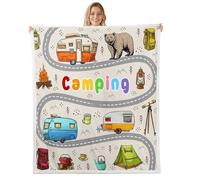 Loussiesd Rv Camping Camper Sherpa Throw Blanket for Couch Wildlife Animal Bear Super Soft Cozy Fleece Camping Adventure Blanket for Winter, Plush Throw Throw 40x50Inch All Season