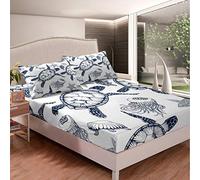 Loussiesd Sea Turtle Fitted Sheet Cartoon Reptile Jellyfish Starfish Bed Sheet Set Ocean Marine Themed Bedding Set For Kids Adults Blue White Sea Creatures Bed Cover Ultra Soft Room Decor Double Size