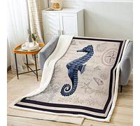 Loussiesd Seahorse Sherpa Blanket Ocean Creature Fleece Throw Blanket Sea Underwater World Plush Blanket for Bed Sofa Marine life Sealife Warm Fuzzy Blanket Baby 30x40 Inch