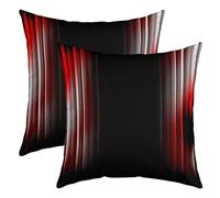 Loussiesd Set of 2 Geometric Abstract Ombre Throw Pillow Covers Red Grey Black Striped Cushion Case for Home Living Room Decor Reversible Modern Decorative Throw Cushion Case 18x18 Inch