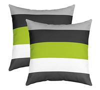 Loussiesd Set of 2 Throw Pillow Covers Geometric Rectangular Grey Green White Black Cushion Case for Home Living Room Decor Reversible Modern Abstract Art Decorative Throw Cushion Case 18x18 Inch
