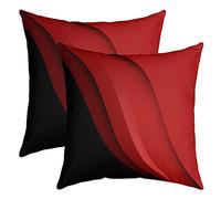 Loussiesd Set of 2 Throw Pillow Covers Geometric Strip Lines Cushion Case for Home Living Room Decor Reversible Modern Abstract Art Red Black Decorative Throw Cushion Case 16x16 Inch