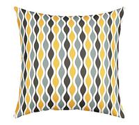 Loussiesd Set of 4 Yellow Grey Black Geometric Circle Throw Pillow Covers Cushion Case for Home Living Room Decor Reversible Stripe Line Modern Art Decorative Throw Cushion Case 20x20 Inch