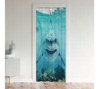 Loussiesd Shark Door Curtain for Doorway Privacy 86x203cm 1 Panel Ocean Sea Animal Room Divider Curtain Cover Sea Underwater World Marine Theme Blue Window Treatments