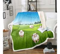 Loussiesd Sheep Cute Farm Sheep Fleece Throw Blanket for Bed Sofa Kids Cartoon Animal Plush Blanket Ultra Soft Nature Baby 30x40 Inch