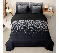 Loussiesd Silver Glitter Duvet Cover With Sheets 7 Piece King Size Bling Party Complete Bedding Set Kids Boys Girls Diamond Floral Bedding Set Bedroom Decor Breathable Soft Lightweight Microfiber