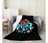 Loussiesd Six Seven 6 7 Plush Throw Blanket Earth Red Hat Pattern Flannel Blanket Baby 30x40Inch Cartoon Theme All Season Planet Rocket Star Print for Couch Bed Sofa Bedroom Decor