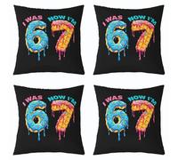 Loussiesd Six Seven Throw Pillow Covers Set of 4 40x40cm 67th Square Cushion Covers 67th Birthday Pillow Case Cushion Case for Couch Sofa Bedroom Decor