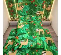 Loussiesd Sloth Bedding Set Kids Cartoon Sloth Printed Comforter Cover Boys Girls Cute Animal Pattern Duvet Cover Luxury Microfiber Quilt Cover,Room Decor 2Pcs Bedding Single Size
