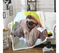 Loussiesd Sloth Throw Blanket for Crib Bed Couch Cute Animal Pattern Fleece Blankets Slow Sloth Printed Fuzzy Blanket Decorative Wildlife Style Sherpa Blanket Single 50"x60"