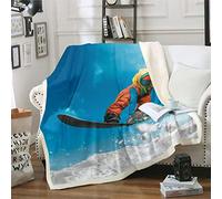 Loussiesd Snowboard Fleece Throw Blanket for Sofa Bed Extreme Sports Plush Blanket Hipster Sherpa Blanket Cool Style Fuzzy Blanket Double 60x79 Inch