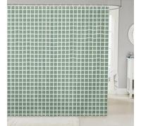 Loussiesd Soft Mint Green Plaid Shower Curtain For Bathroom Decor Buffalo Grid Checkered Bath Curtain For Stalls Bathtubs Geometric Lines Bathroom Accessories Waterproof With 12 Hooks 180x210cm