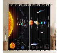 Loussiesd Solar System Blackout CurtainsUniverse Planet Darkening Window Dreapes Outer Space Curtain for Bedroom Constellation Window Treatments W46*L54