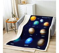 Loussiesd Solar System Planets Throw Blanket for Bed Sofa Girls Boys Kids Outer Space Universe Planet Sherpa Blanket Blue Galaxyative Fleece Blanket Astronomy Fuzzy Blanket Single 50x60 Inch