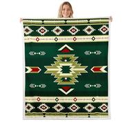 Loussiesd Southwest Native Sherpa Throw Blanket for Couch Southwestern Geometric Super Soft Cozy Fleece Tribal Boho Green Blanket for Winter, Plush Throw Baby 30x40Inch All Season