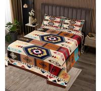 Loussiesd Southwestern Coverlet Set Single Size Kids Geometric Bedspread Tribal Western Decor Native American Design Quilted Coverlet for Room Decor Orange Quilted
