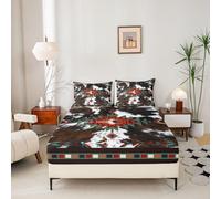 Loussiesd Southwestern Cowhide Bed Sheets Set 16" Deep Pocket for Kids Girls Cow Fur Print Bedding King Size Western Farm Animal Skin Fitted Sheet with 2 Pillowcases Bedroom Decor Farmhouse