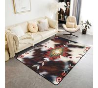 Loussiesd Southwestern Indoor Floor Mat for Kids Boys Girls Cow Fur Print Decor Carpet Cowhide Area Rug 150 * 200cm Bedroom Decor Breathable Soft Lightweight Microfiber Farmhouse Western