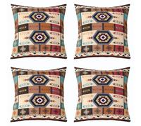 Loussiesd Southwestern Pillow Cases Cushion Covers Kids Geometric Throw Pillow Covers 45x45cm Set of 4 Soft Tribal Western Decor Native American Design Throw Pillowcases for Orange Cushion Cases