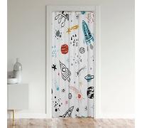 Loussiesd Space Rocket Door Cover Curtain Privacy Kids Boys Girls Universe Galaxy Insulated Thermal for Bedroom Closet Door Curtain Room Divider 86x203cm 1 Panel