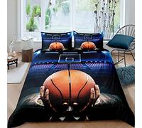 Loussiesd Sports Basketball Comforter Cover Set Basketball Court Duvet Cover Kids Boys Adults 3D Basketball Pattern Bedding Set Basketball League Bedspread Cover with 1 Pillowcase 2Pcs Bedding Single