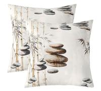 Loussiesd Stones Throw Pillow Covers Set of 2 45x45cm Bamboo Decorative Pillowcase Watercolor Cushion Covers for Sofa Couch Bed Cushion Case Home Decor