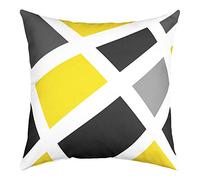 Loussiesd Strip Lines Throw Pillow Cover Geometric Grey Yellow Black Cushion Case for Home Living Room Decor Reversible Modern Abstract Art Decorative Throw Cushion Case 16x16 Inch