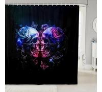 Loussiesd Sugar Skull Shower Curtain 180x210cm for Bathroom Decor Halloween Themed Bath Curtain Bones Bathroom Accessories Gothic Skull Waterproof Polyester Fabric Ghost for Stalls Bathtubs