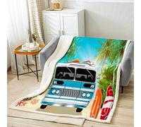 Loussiesd Summer Holiday Vacation Plush Blanket Camper Van Throw Blanket Tropical Leaves Sherpa Blanket for Bed Sofa Kids Microfiber Leaf Branches Warm Baby 30x40 Inch