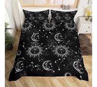 Loussiesd Sun And Moon Bedding Set Boho Exotic Duvet Cover Galaxy Astrology Comforter Cover For Kids Boys Girls Chic Cute Luxury Constellation Bedding& Linen Silver And Black King Size